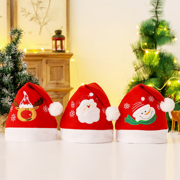圣诞帽绣花老人圣诞帽生日圣诞派对儿童麋鹿成人帽子圣诞节装饰品
