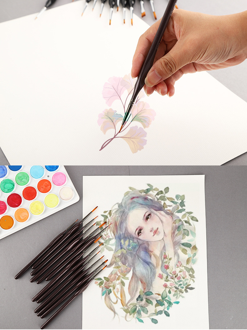 双色12支勾线笔铜管水粉油画手绘勾线笔描边尖头勾线笔绘画工具