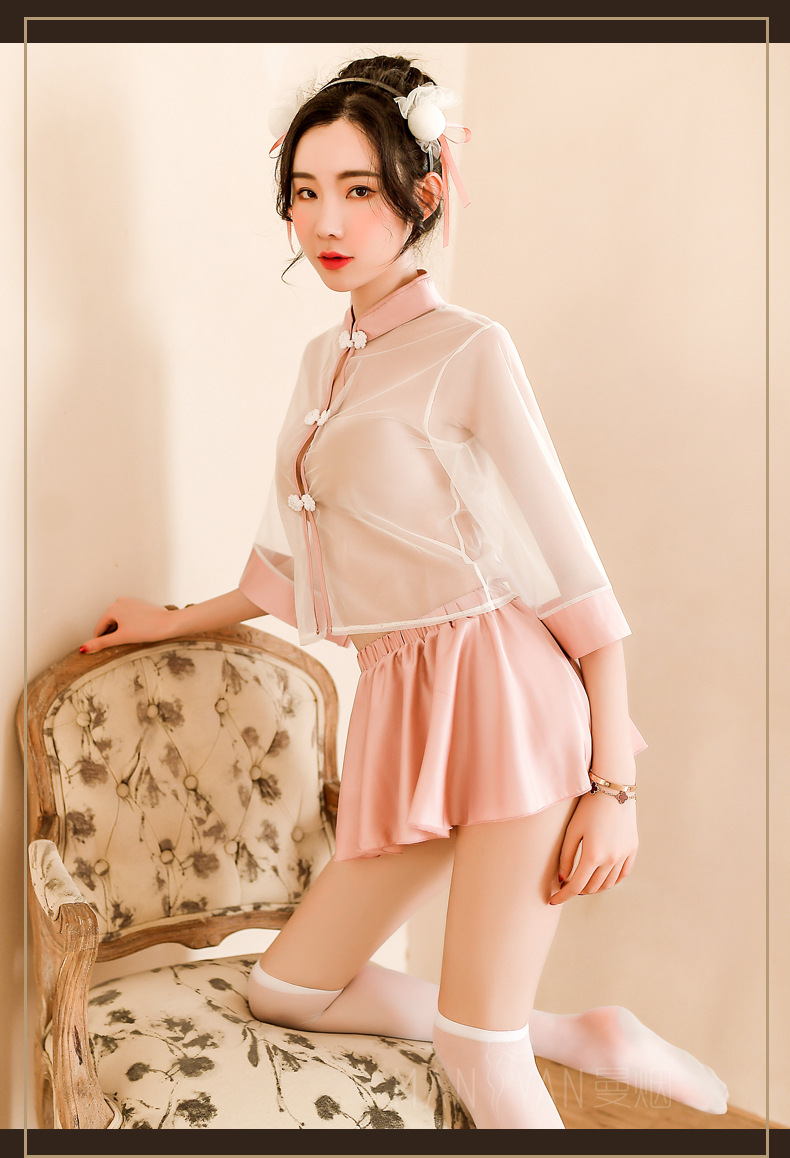 曼烟情趣内衣性感透视古风旗袍短裙中国娃娃制服诱惑套装tny9214