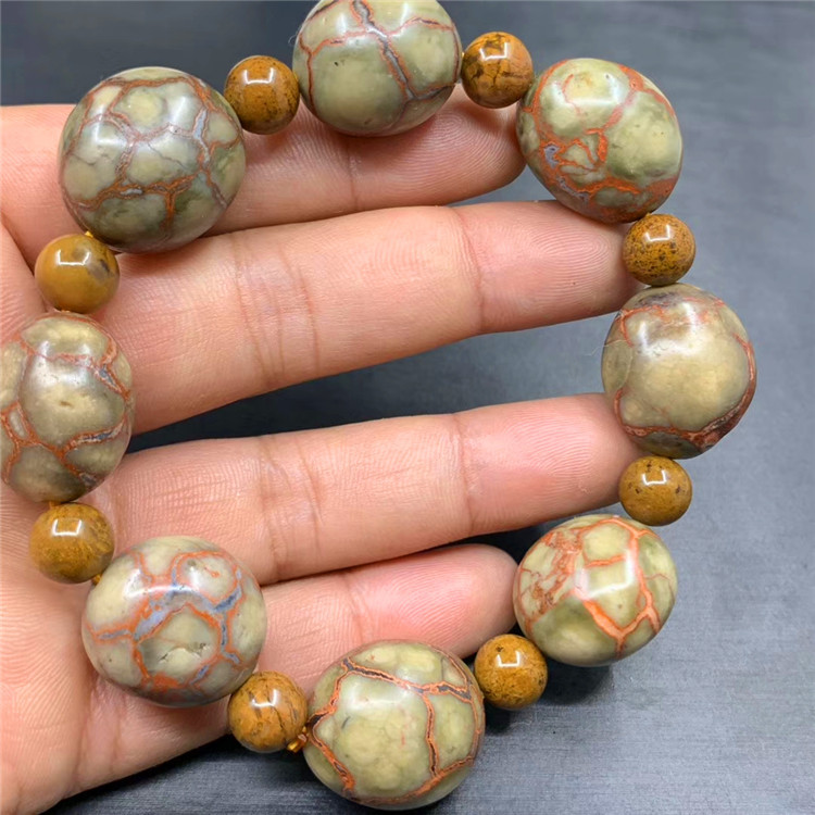 新疆吐鲁番龟背纹玛瑙原石手链戈壁小奇石手串无伤裂打磨过