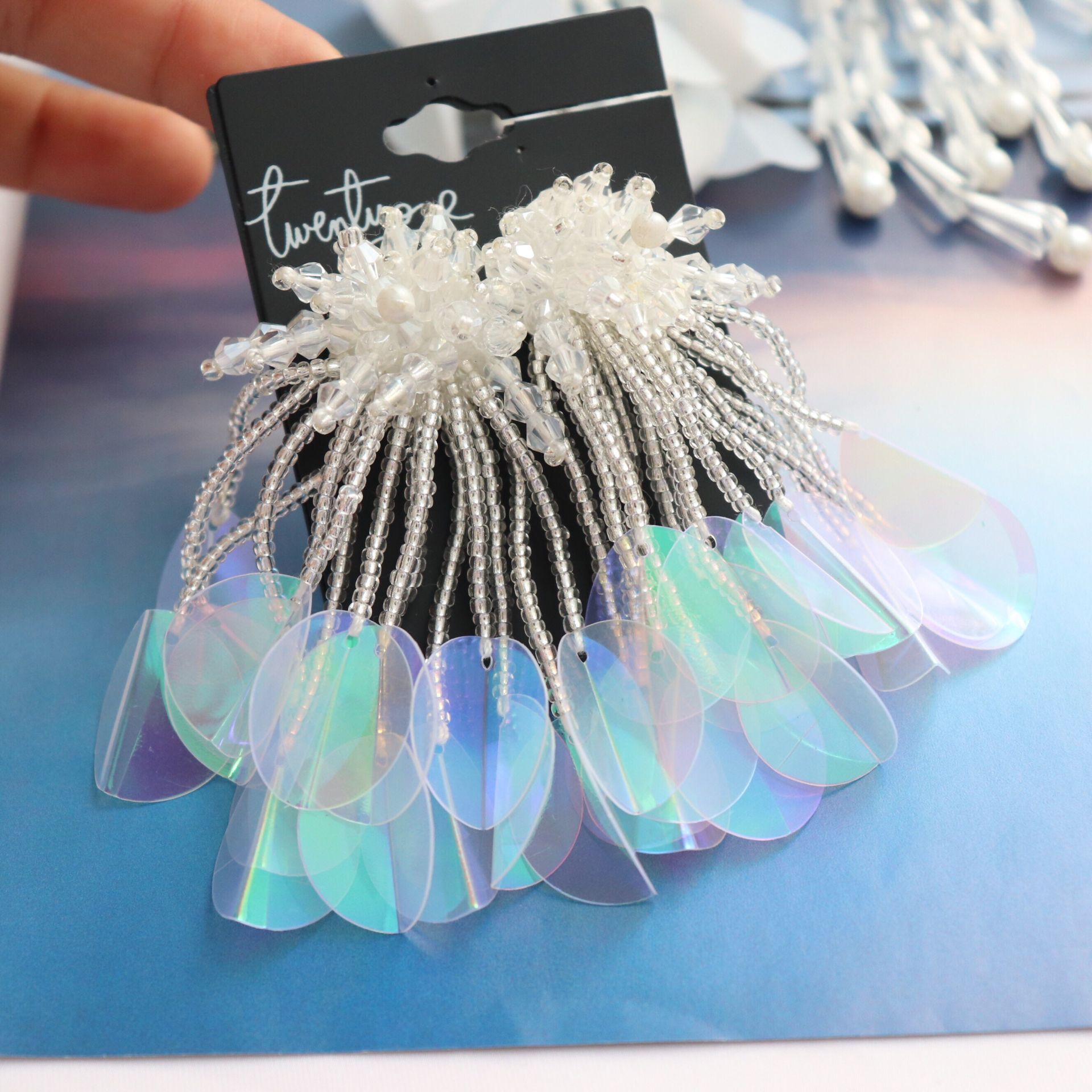 手工钉珠饰品配件 亮片水晶吊坠耳环diy辅料 装饰补丁贴花