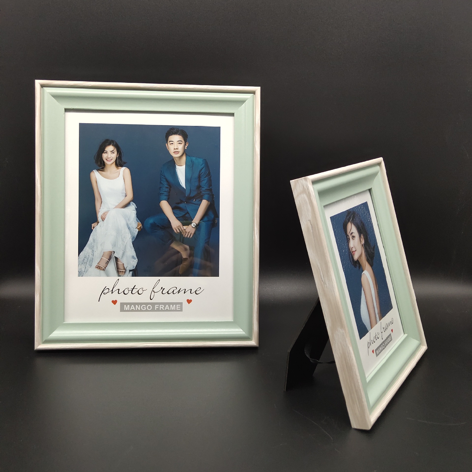 厂家直儿童相框实木摆台现代简约四宫格三孔组合相框可定制尺寸16