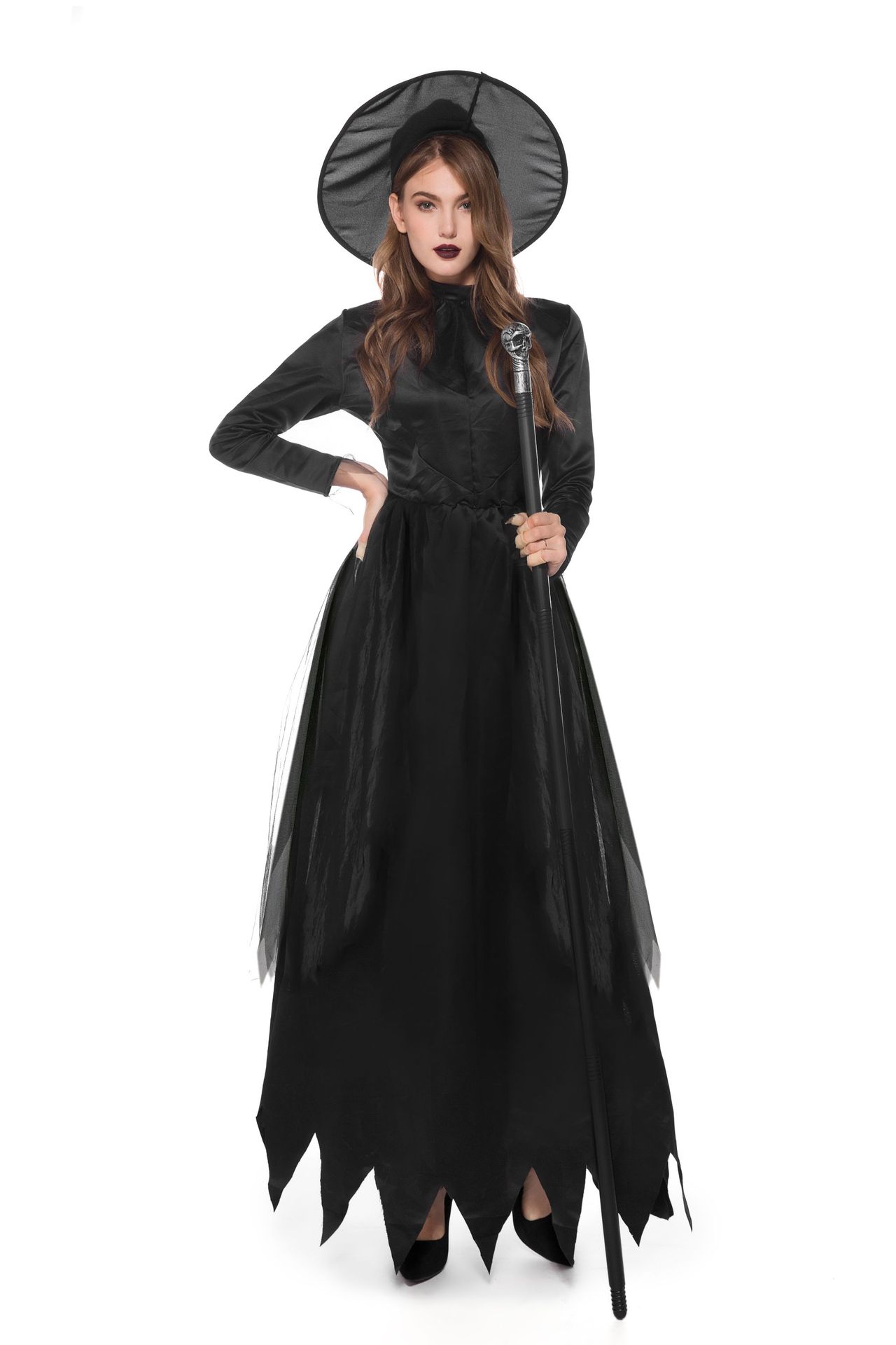 万圣节黑色恶魔服装圣诞装女巫装吸血变装制服派对 演出服分码采购