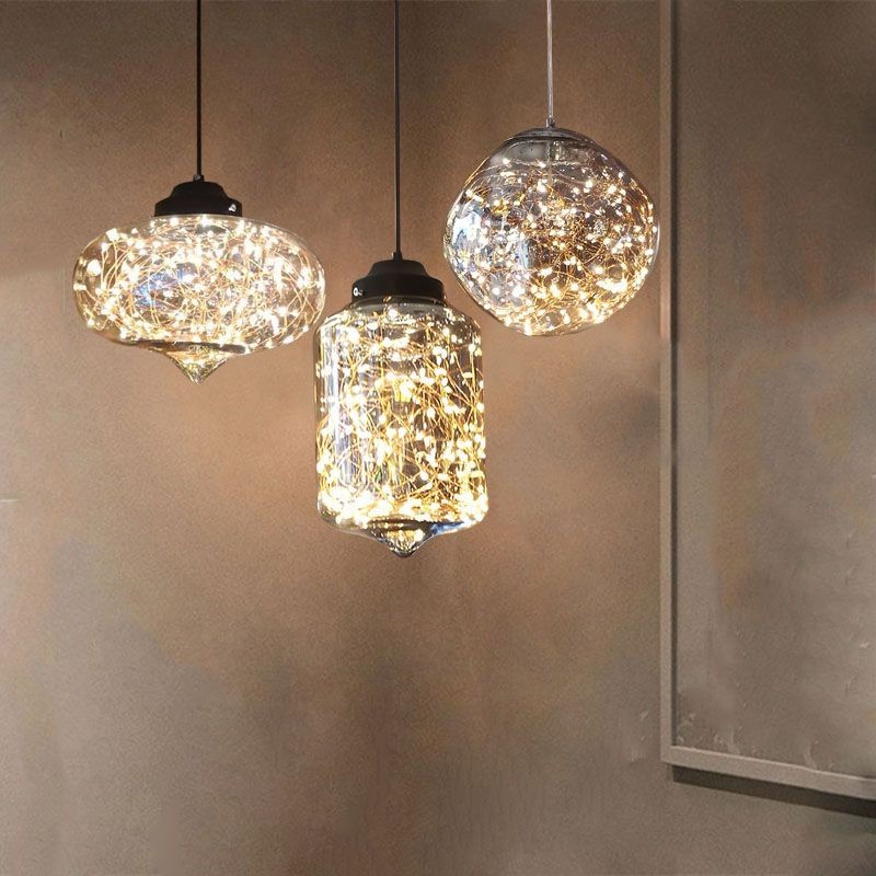 Three-Dimensional LED Lamp Modern Creative New Chandelier Dining-Room Lamp Clothing Store Store Lightglass Chandelier