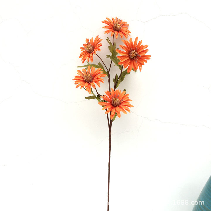 仿真雏菊5头 单支仿真花假花 婚庆家居摄影插花装饰 亚马逊热卖