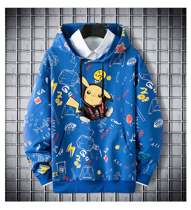 2020新款皮卡丘卫衣时尚潮流皮卡丘印花衣服内搭连帽卫衣套头宽松