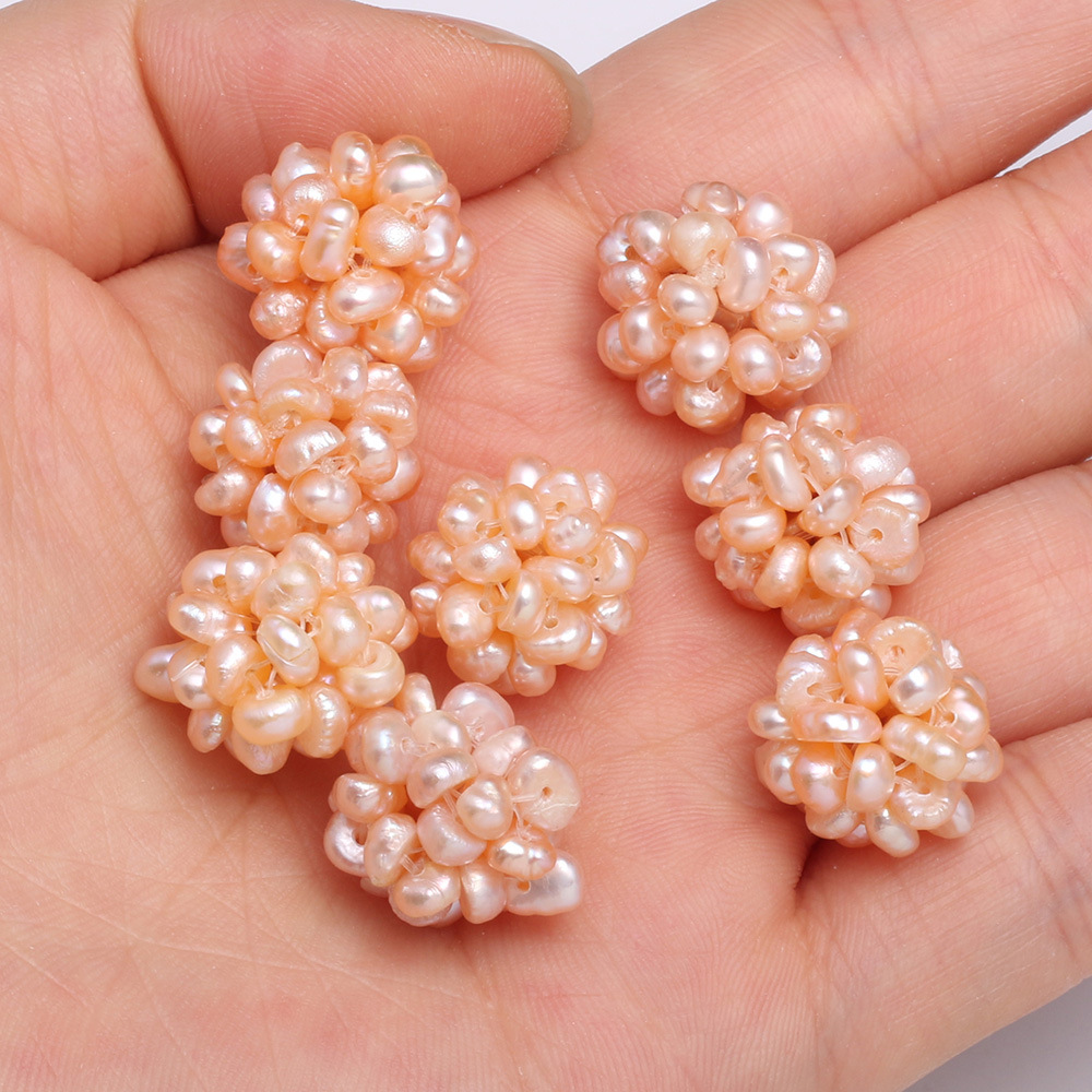 天然淡水珍珠 手工编织淡水珍珠球 diy饰品配件耳坠耳环材料批发