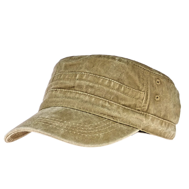 Flat-Top Cap Men's Army Cap Spring and Summer Washed Distressed Men's Hat Korean Casual Peaked Cap Trendy Summer Sun Hat