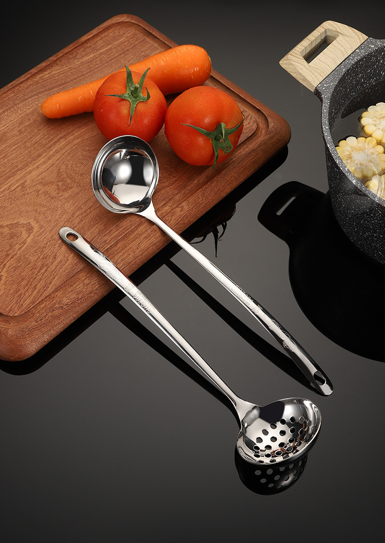 304不锈钢汤勺 复古厨房烹饪工具亮光多用汤漏酒店礼品火锅勺批发