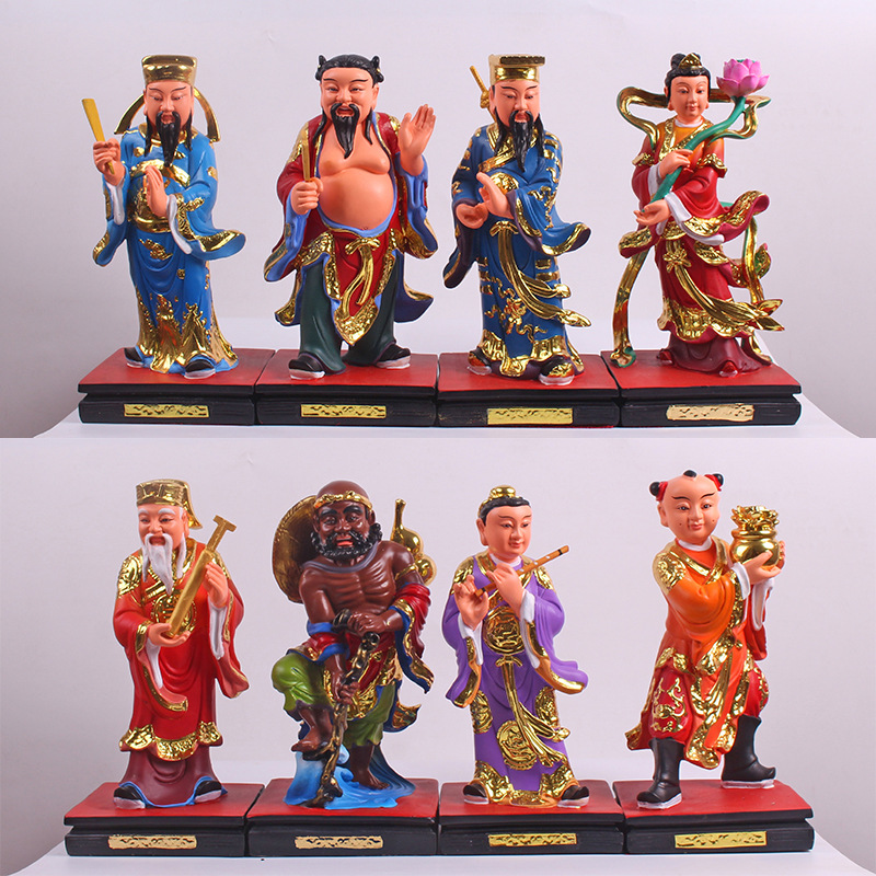 八仙神像12英寸树脂彩绘家用供奉吕洞宾何拐李八仙过海像
