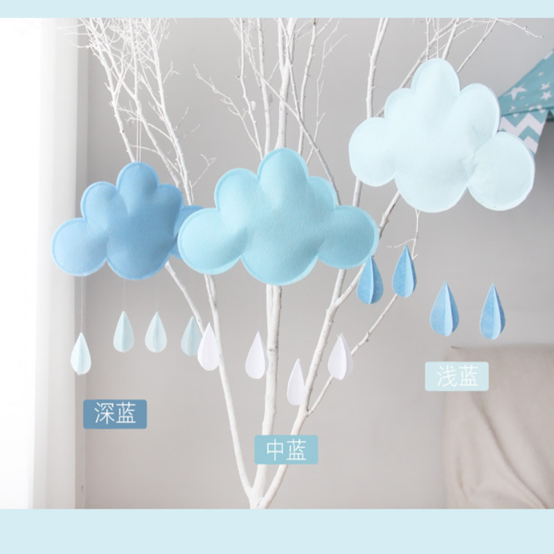 儿童摄影道具批发云朵挂件幼儿园吊饰 月亮 星星 毛毡云朵挂饰