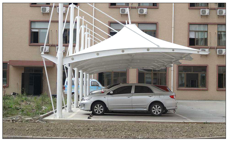 膜结构汽车停车棚 户外遮阳充电桩景观车棚 轿车帽顶式车棚设计_停车