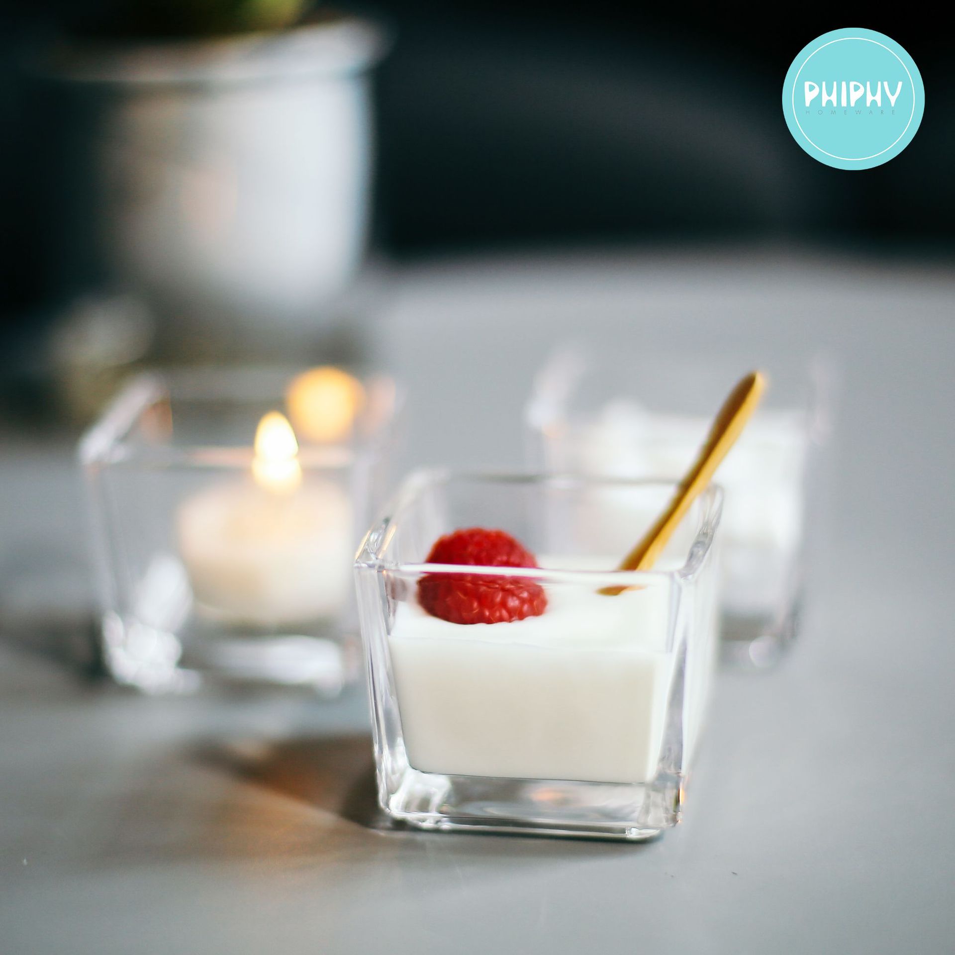 【保丽龙套装】水晶玻璃小方缸六件套 布丁小物收纳碗 烛杯蜡烛台