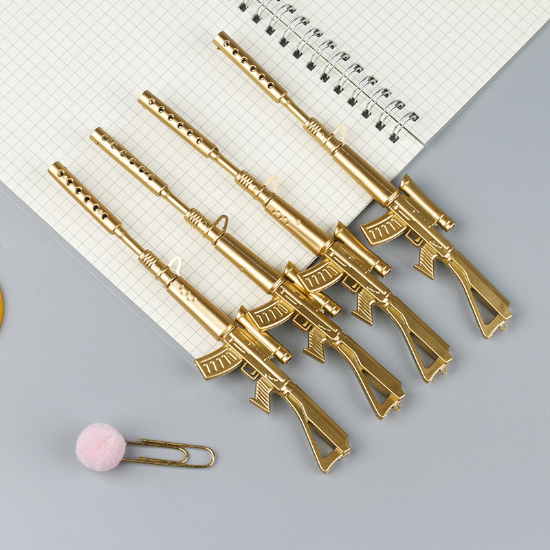 厂家直销创意学生文具用品冲锋枪造型学生签字笔水笔 机枪中性笔