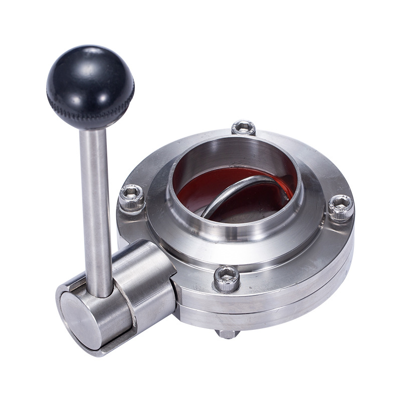 304不锈钢焊接蝶阀 手动对焊阀门食品卫生级鸭嘴焊德标阀Φ19-219