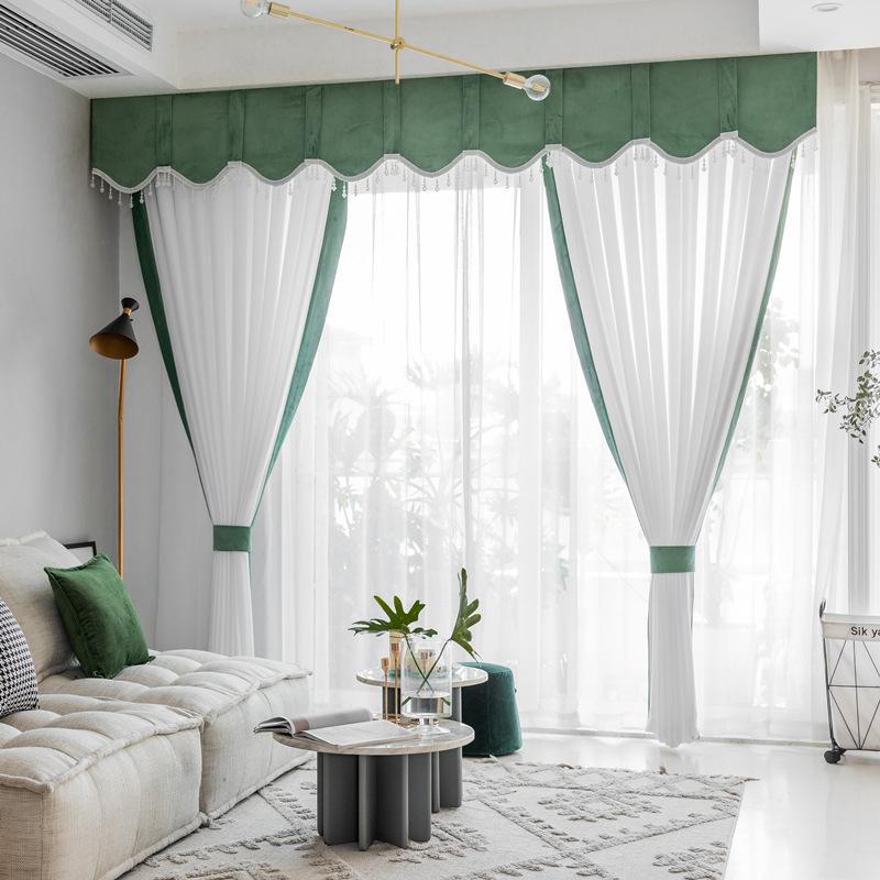 2020新款窗帘现代简约隔断帘天丝绒拼接绒布窗幔客厅阳台轻奢纱帘