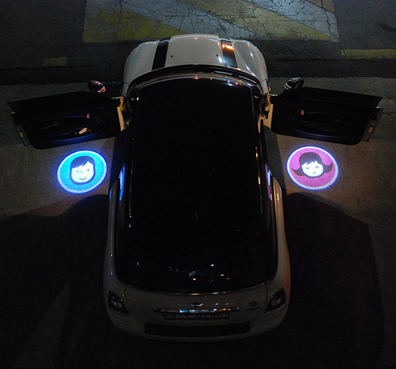 适用宝马mini cooper专车专用 迎宾灯 投影灯 改装led装饰车门灯