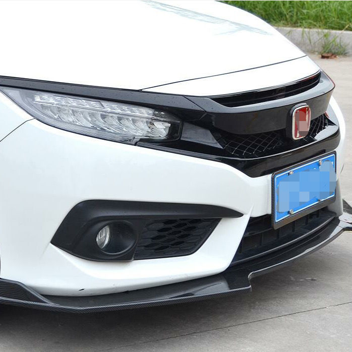 汽车通用前铲三段式改装前唇包角防撞条三厢大包围头铲前下巴装饰