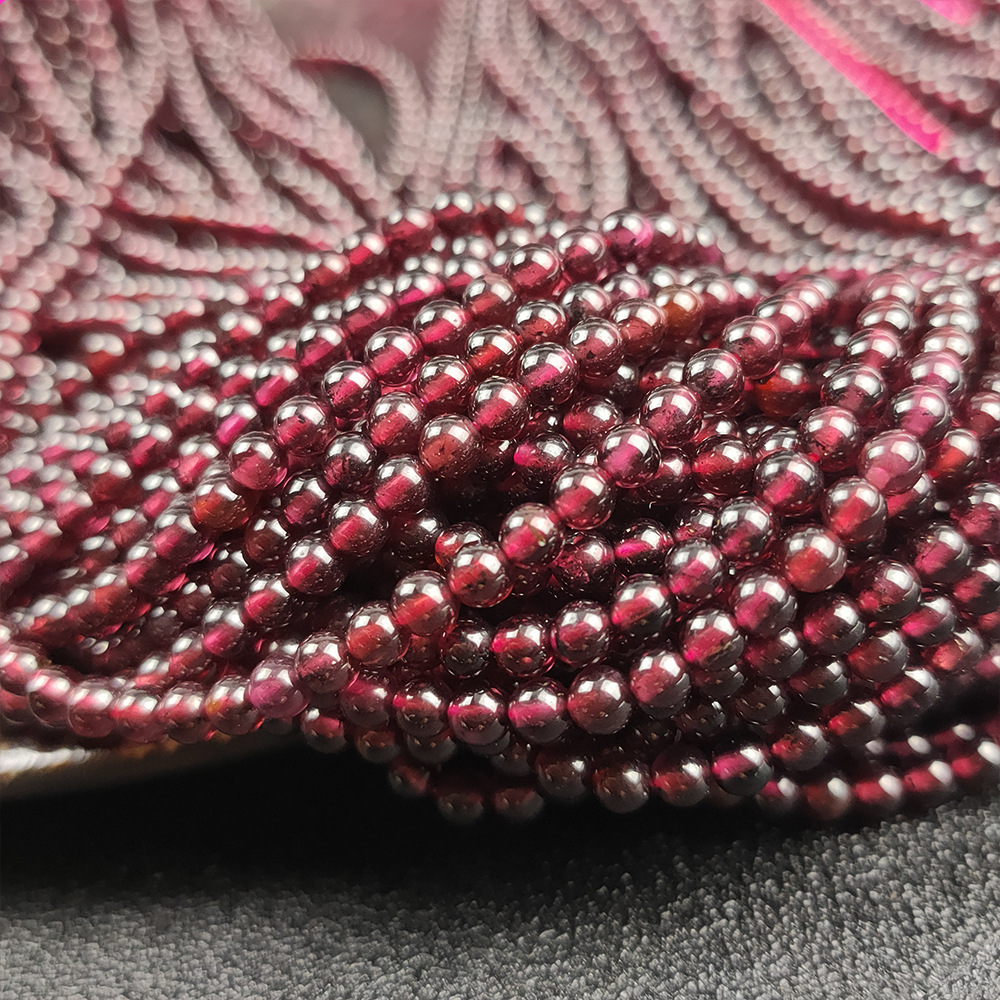 厂家直销天然莫桑比克石榴石散珠5a半成品珠子2/3mm酒红色配珠diy