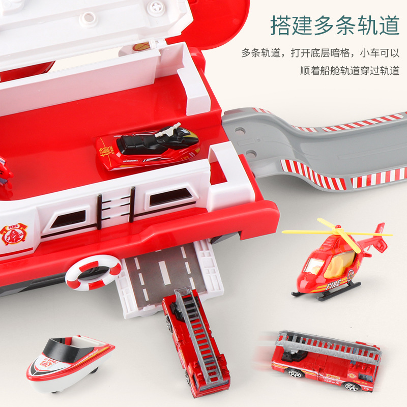 New Children's Large Inertial Storage Boat with Light Music Boy and Girl Baby Fire Police Car Toy Model