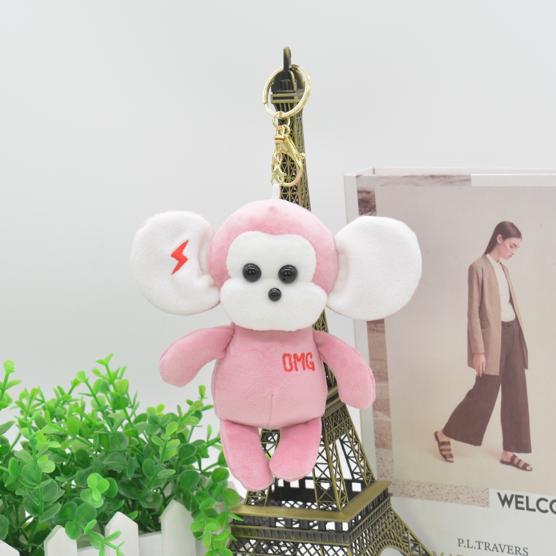 可爱大耳朵猴子毛绒玩具钥匙扣创意卡通闪电猴公仔玩偶女包包挂件