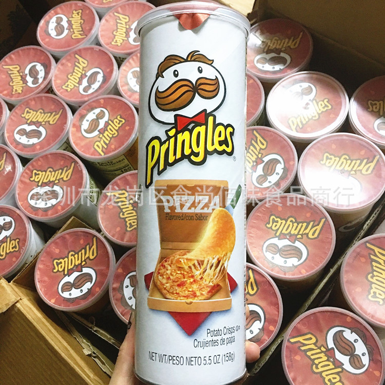 批发美国进口品客薯片披萨味马铃薯脆片休闲罐装零食158g14罐一箱