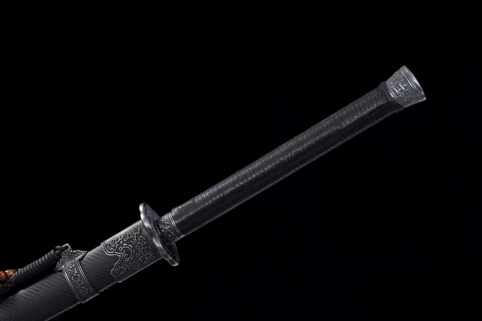 龙泉市秦秋刀剑一体锻打锰钢唐横刀绣春防身车载黑金古冷兵未开刃