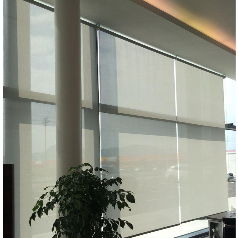 办公室防晒窗帘遮光阳光面料卷帘环保阻燃手拉式工程板房卷帘定制