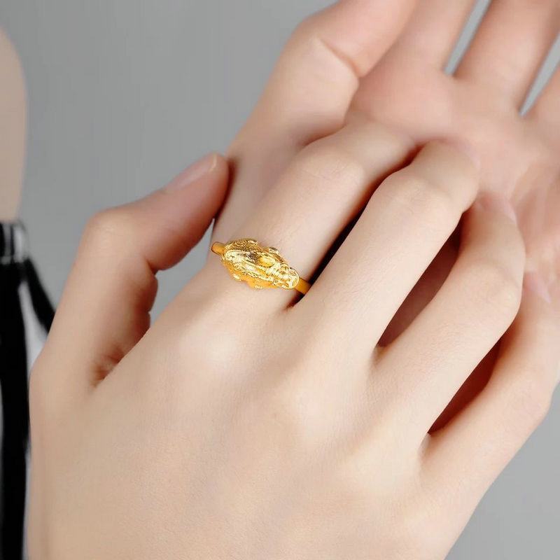 开口心形黄铜镀黄金女戒镀24k金戒指女越南沙金女士仿金戒指