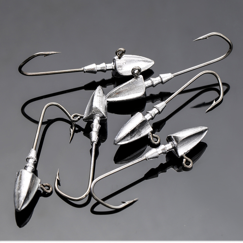 跨境批发铅头钩小三角钩倒刺10g14g21g鲈鱼鳜鱼大克重铅头钩