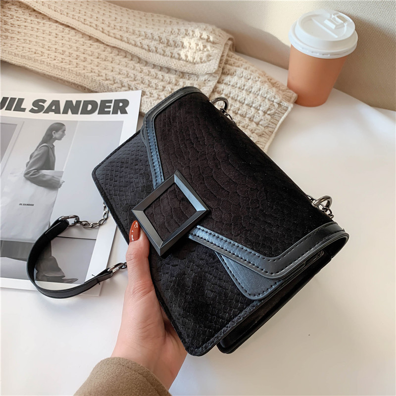 Gold Velvet Small Square Chain Bag Women's 2020 New Popular Net Red Fashion Shoulder Bag Brain Teaser Messenger Bag