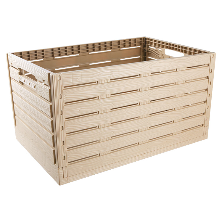 Thickened Plastic Shipping Crate with Lid Basket Imitation Wood Grain Fruit Frame Transportation Storage Logistics Box Storage Box Wholesale