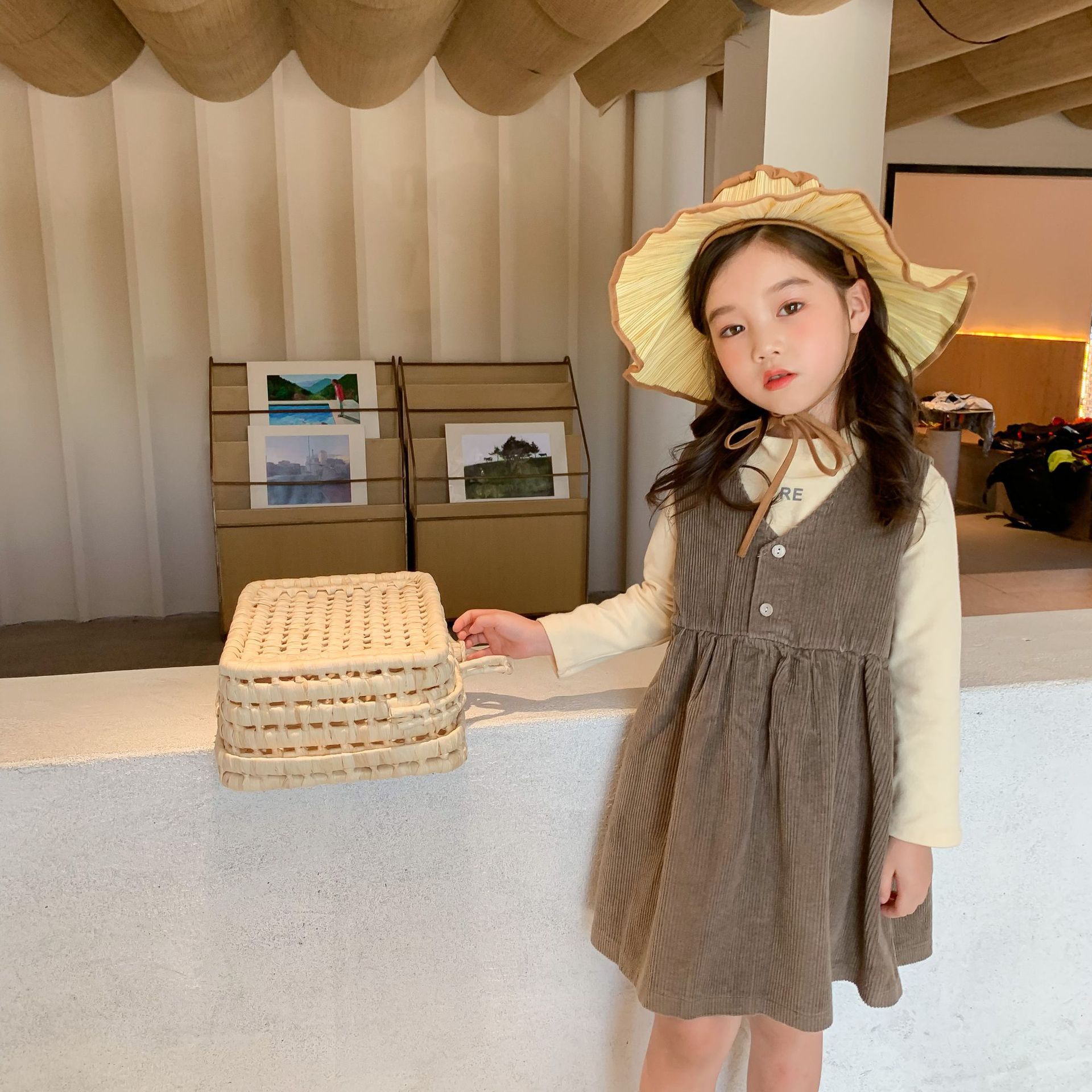 中小童2020秋季新款童装女童韩版潮流灯芯绒背心裙女孩子连衣裙