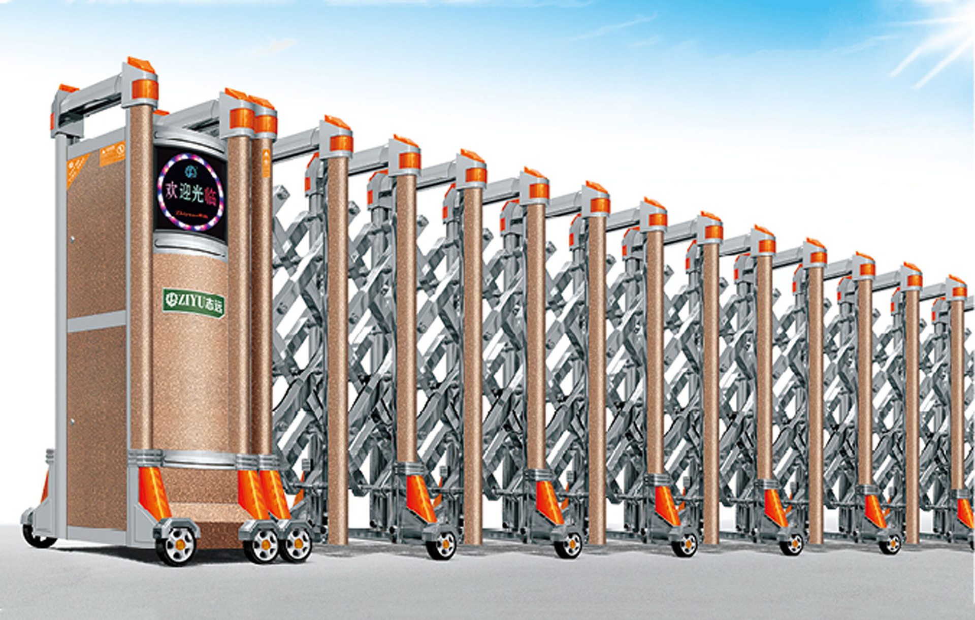 鸿鹄志远304不锈钢电动伸缩门 小区学校工厂无轨自动遥控收缩大门