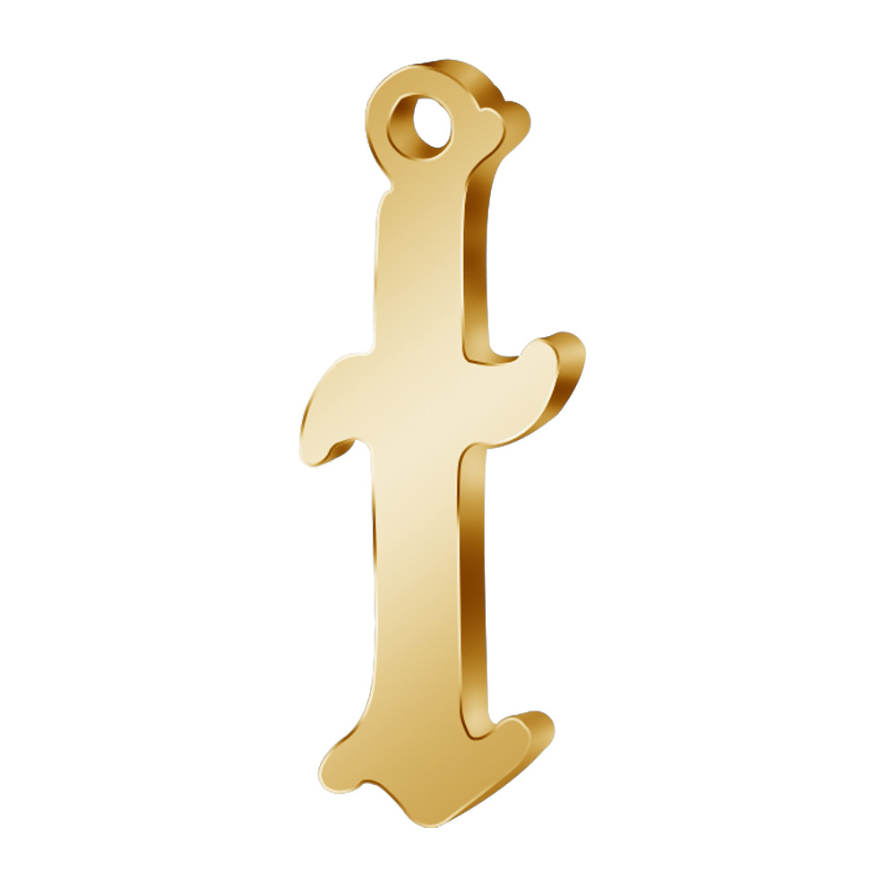 新款不锈钢字母饰品配件26个英文字母吊坠简约饰品礼物挂件6x14mm