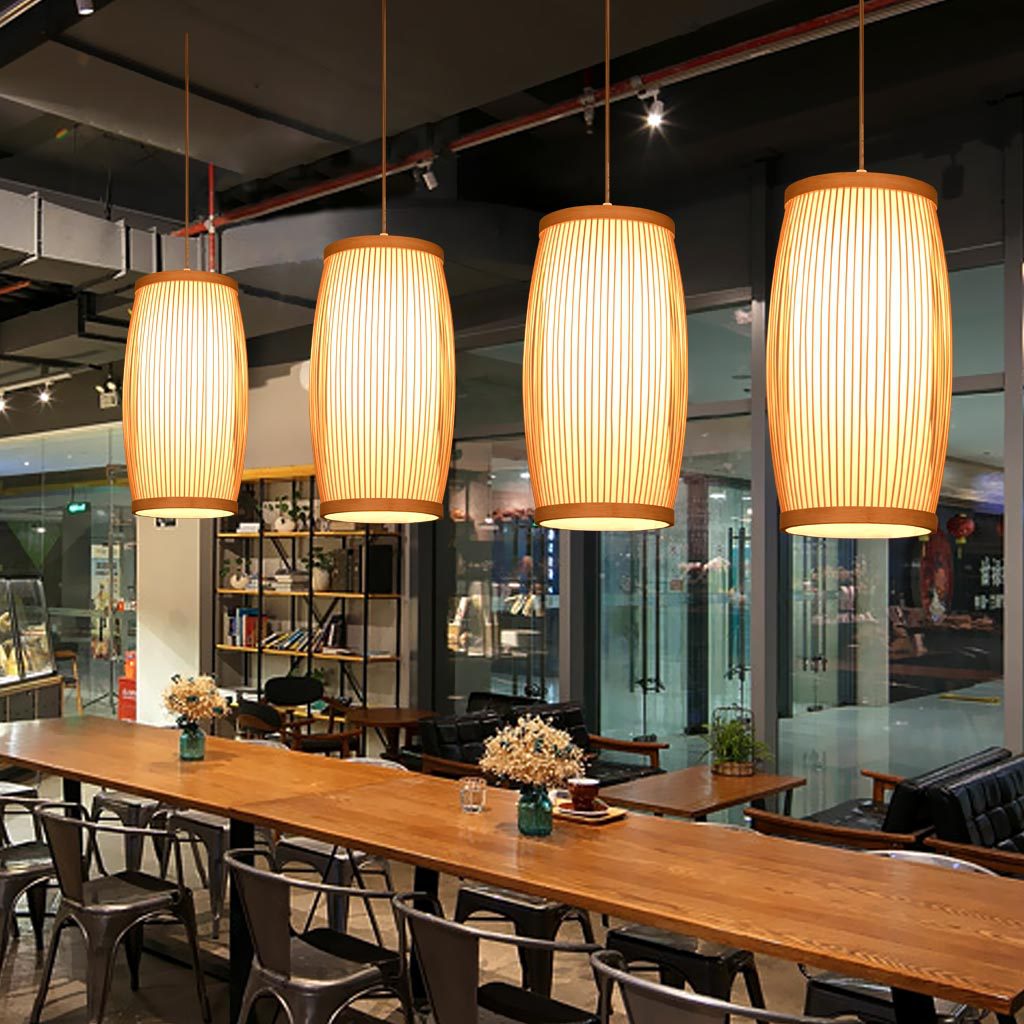 新中式禅意餐厅吊灯前台吧台饭店餐馆竹编灯茶室日式茶楼床头灯具