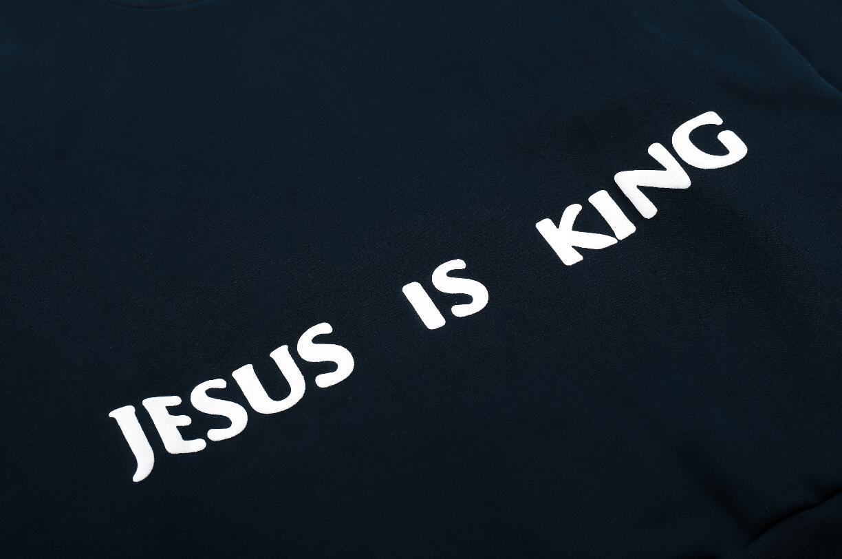 kanye west jesus is king三神宗教油画限定发泡字母印花圆领卫衣