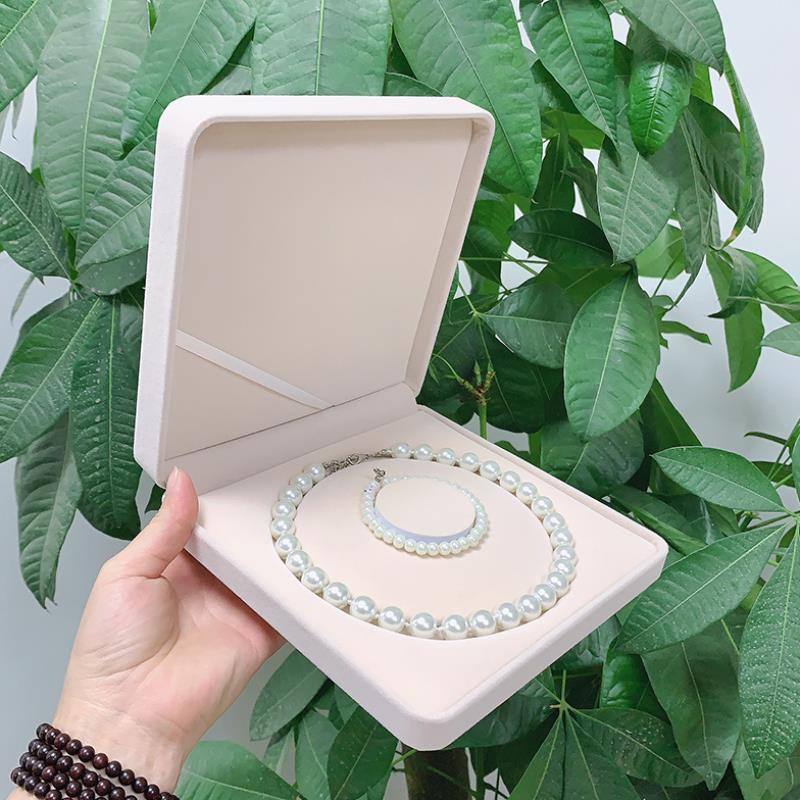 高档绒布珍珠项链盒子项链耳环手链套装盒三件套包装盒礼物盒包邮
