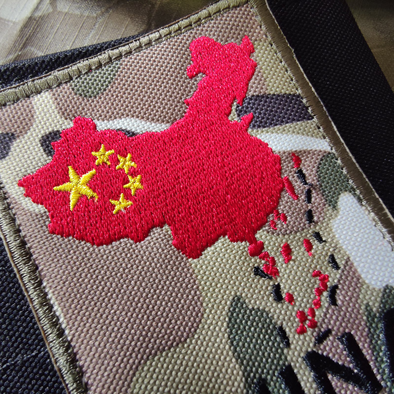 中国版图刺绣徽章爱国标识战术背包衣服贴章臂章魔术贴现货批发