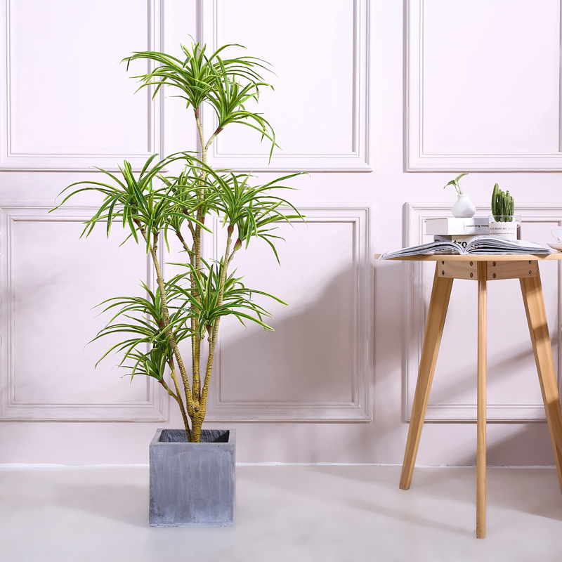 Simple Ins Style Home Decoration Floor Simulation Chlorophytum Kwai Tree Green Plant Potted Indoor Office Decoration Fake Trees