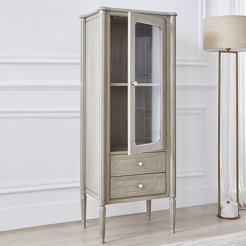 实木酒柜 靠墙轻奢美式酒柜 餐厅玻璃小酒柜现代简约 高档小户型