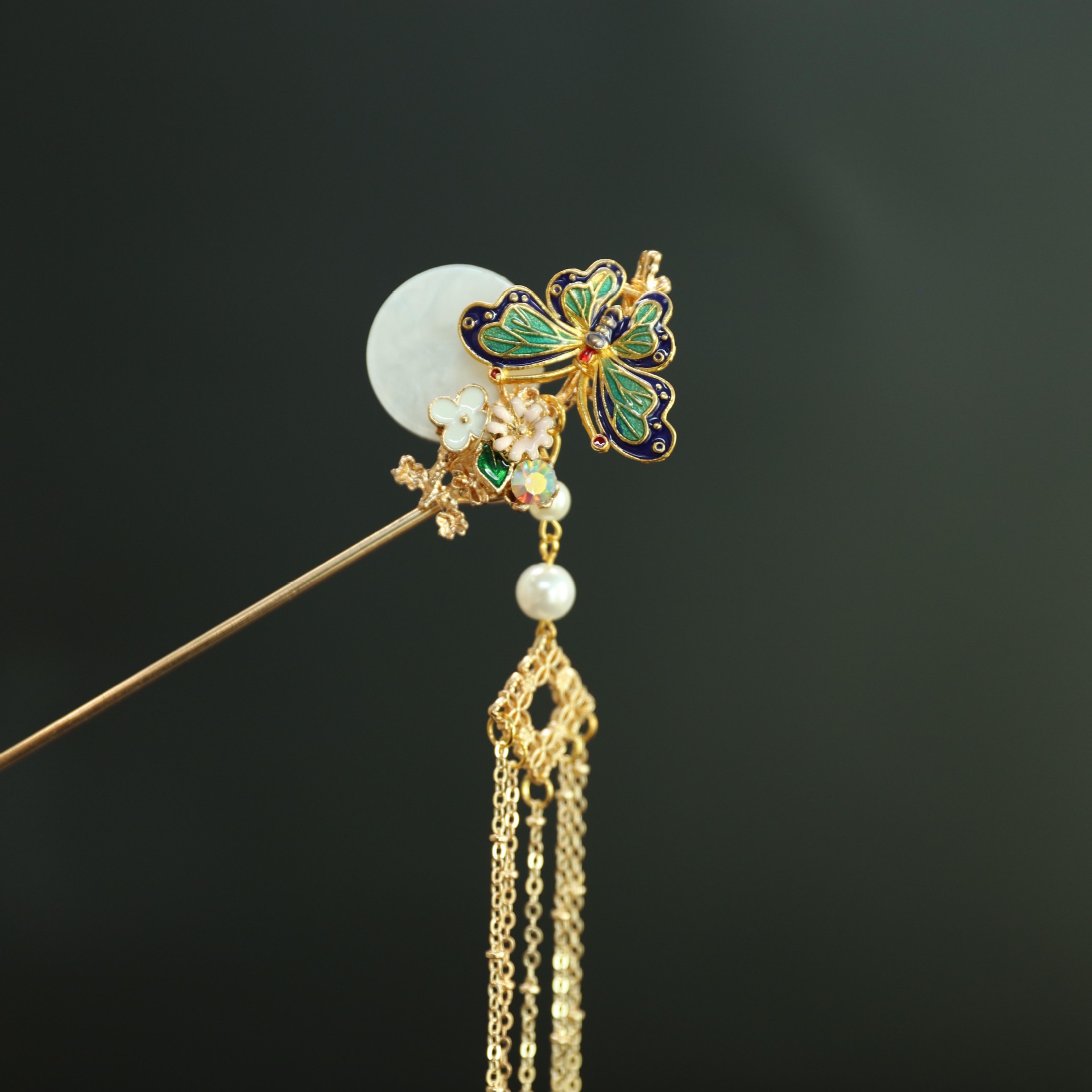 古风流苏蝴蝶发簪热销汉服头饰甜美蝴蝶簪子成人儿童古装写真发钗