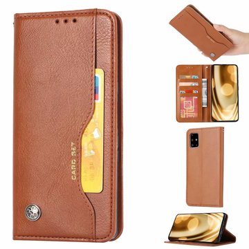适用于三星note20手机皮套 a41皮纹插卡钱包支架保护套 a21s强磁