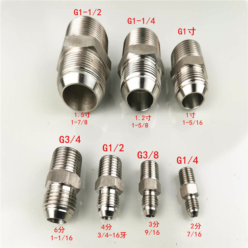 304不锈钢直力古6分美制ph3/4转pt1/2 3/4液压接头高压油管对丝头