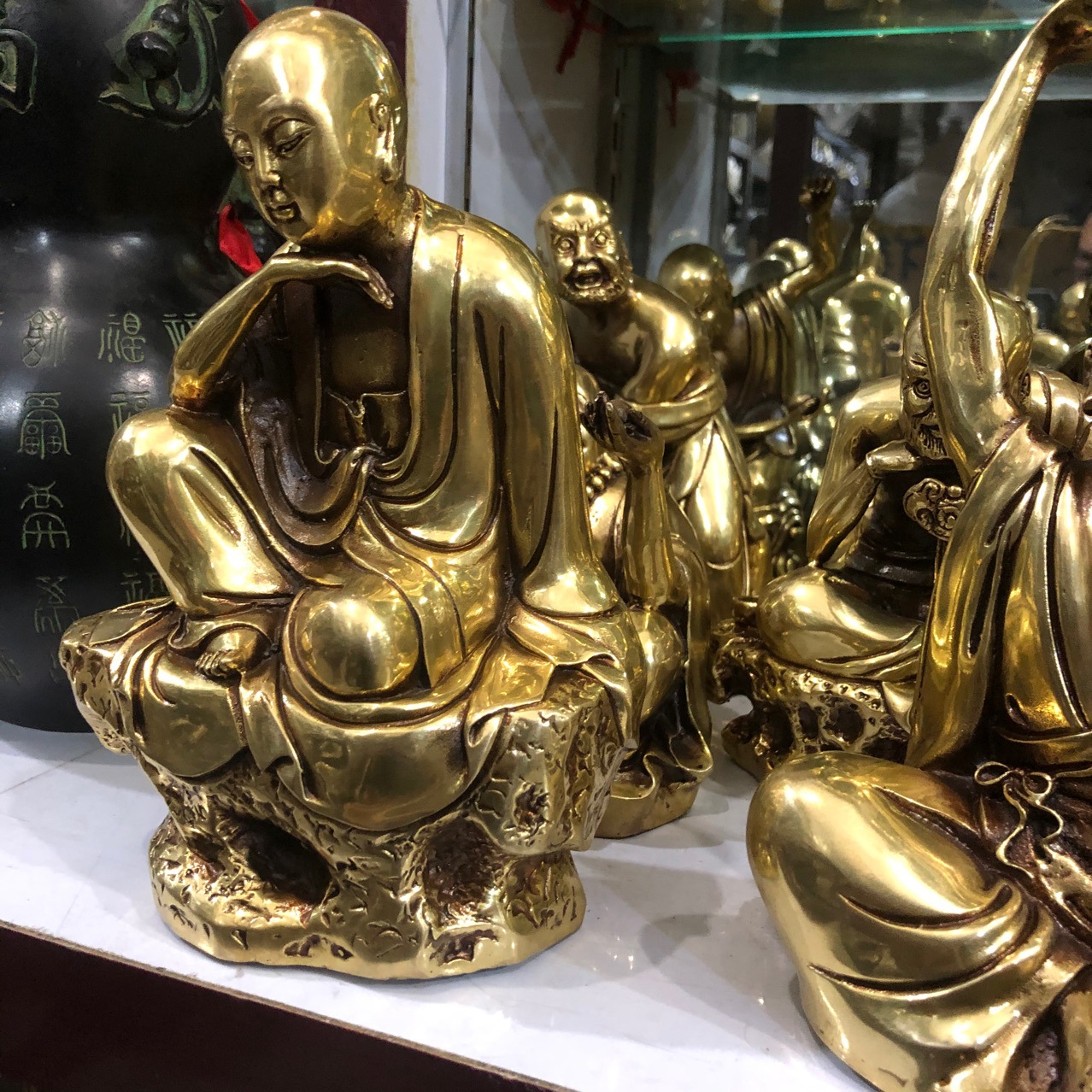 步步莲花纯铜18罗汉摆件十八罗汉佛像摆设