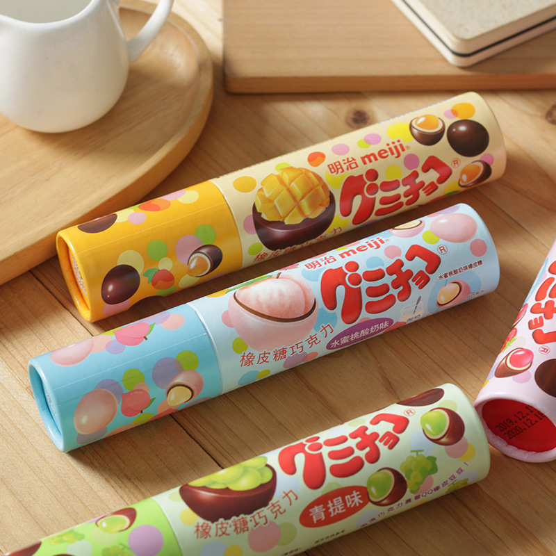 明治meiji 休闲橡皮糖夹心巧克力水果味橡皮糖儿童办公室零食糖果