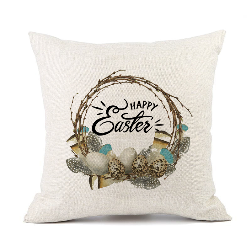 Cross-Border New Arrival Watercolor Easter Dress Pillow Cover European and American Spring Festival Home Ornament Pillow Cushion Cover