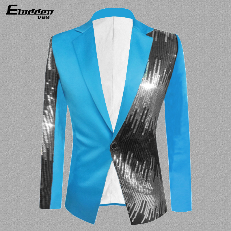 Men's Blazer Costume Men's Coat Nightclub Singer Casual Suit Esmoquin Sequined Dress