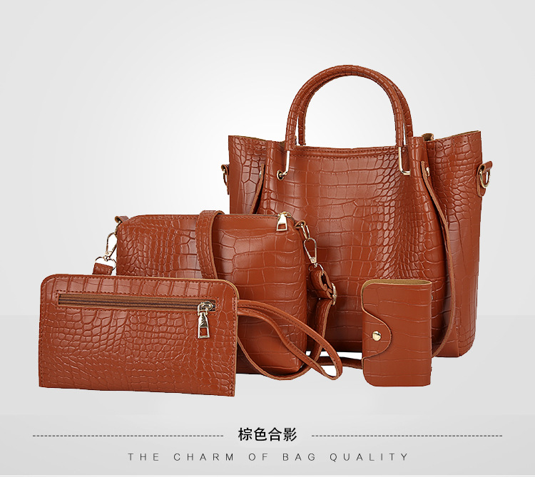 Summer 2020 New Combination Bags Handbag Pattern Four-Piece Set Crocodile Pattern Woman Bag Shoulder Crossbody