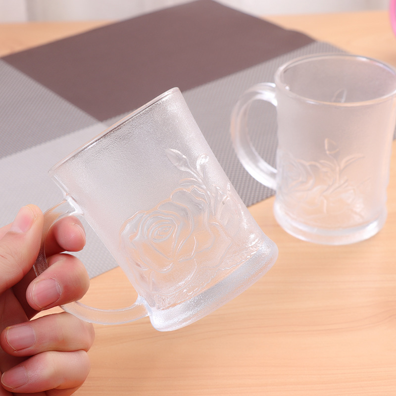 玫瑰花磨砂玻璃杯
